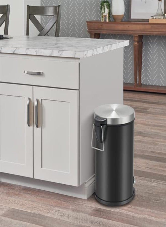 Mr. Bin Stainless Steel Dustbin | Black Pedal Bin with Plastic Bucket and Lid | SS 202 8" x 13" Garbage Bin | Step On Trash Can | Round Shape Dustbin for Home, Bathroom, Kitchen & Office | 7 Liter | - Image 3